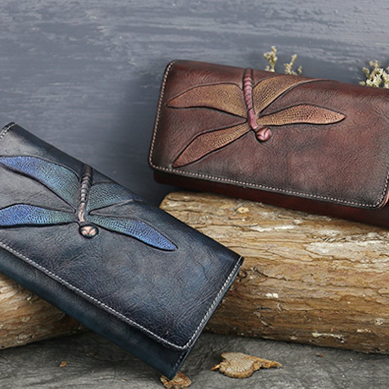 Retro Dragonfly Leather Purse