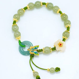 （Pre-sale) Butterfly Natural Emerald Jade Stone Bracelet