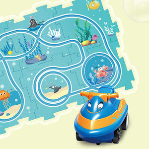 🚗Children's Educational Puzzle Track Car Play Set, DIY Assembling Electric Trolley