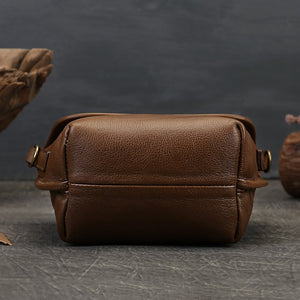 Retro Solid Color Leather Crossbody Bag