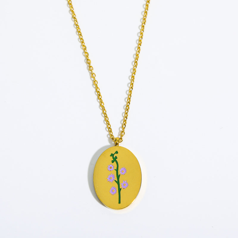 Engraved Birthday Flower Necklace