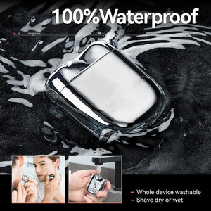 Rechargeable Waterproof Compact Electric Razor for Home, Car, Travel