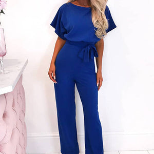 Solid High Waist Jumpsuit With Belt