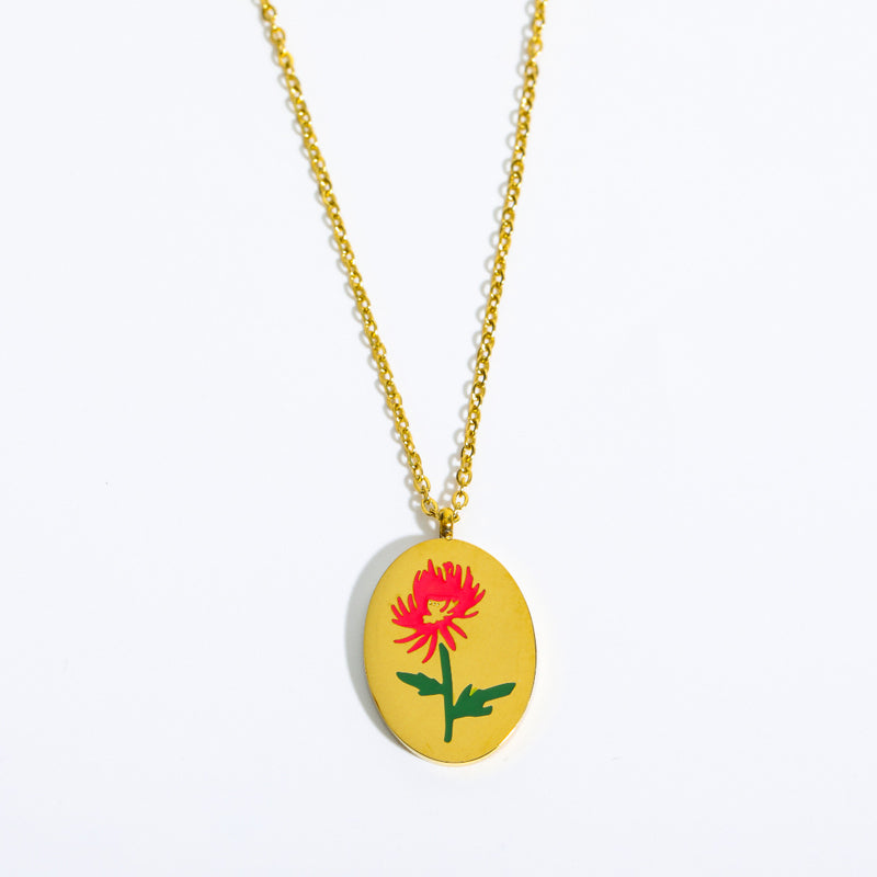 Engraved Birthday Flower Necklace