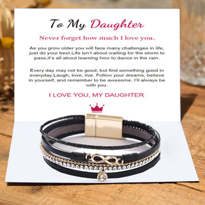 To My Daughter - Infinity Love Leather Bracelet