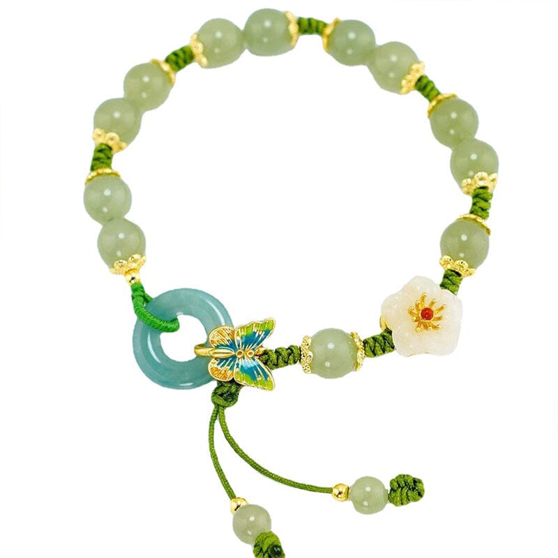 （Pre-sale) Butterfly Natural Emerald Jade Stone Bracelet
