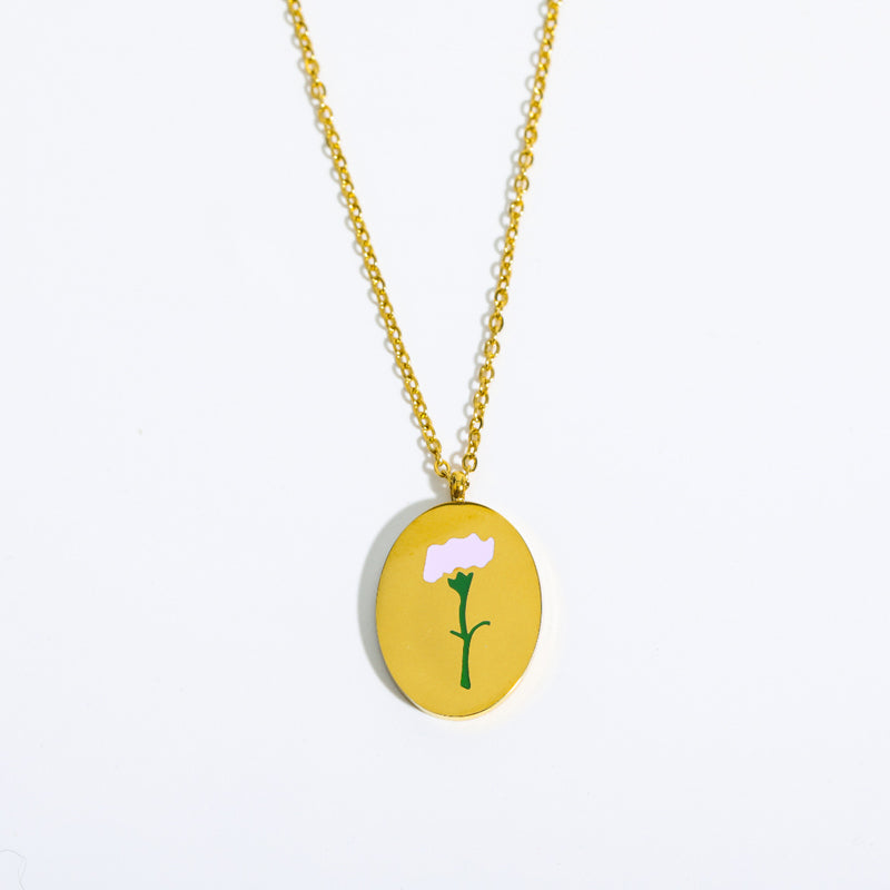 Engraved Birthday Flower Necklace