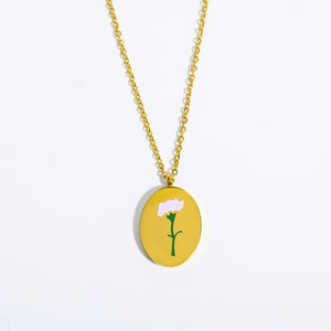 Engraved Birthday Flower Necklace