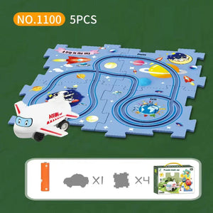 🚗Children's Educational Puzzle Track Car Play Set, DIY Assembling Electric Trolley